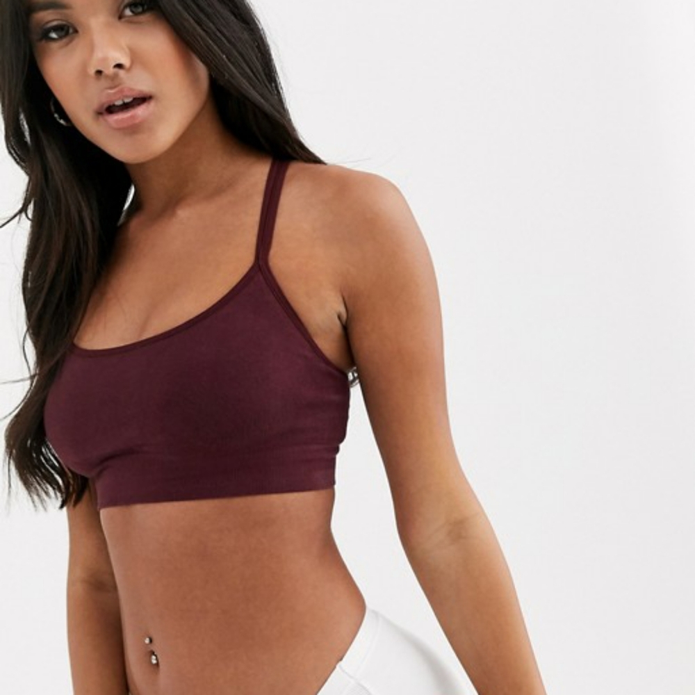 strappy back cotton stretch bralette in cabernet